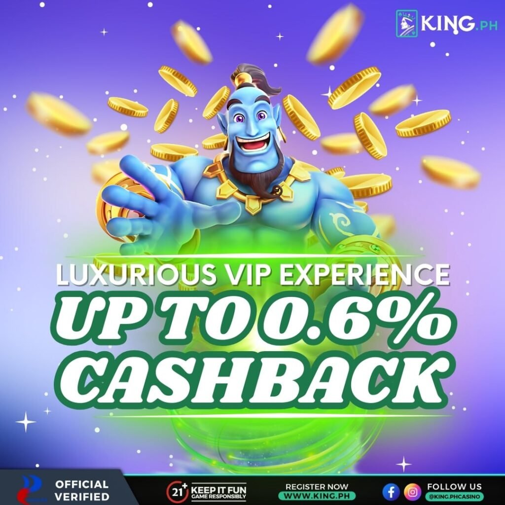 Elevate your game with our Luxurious VIP Experience Enjoy royal perks and up to 0.6 cashback on every bet. Because at King.ph you dont just play